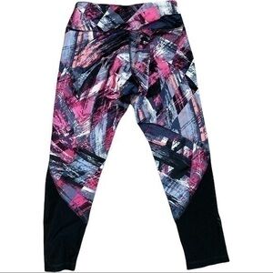 RBX size S/P leggings pink black gray with mesh diagonal at bottom